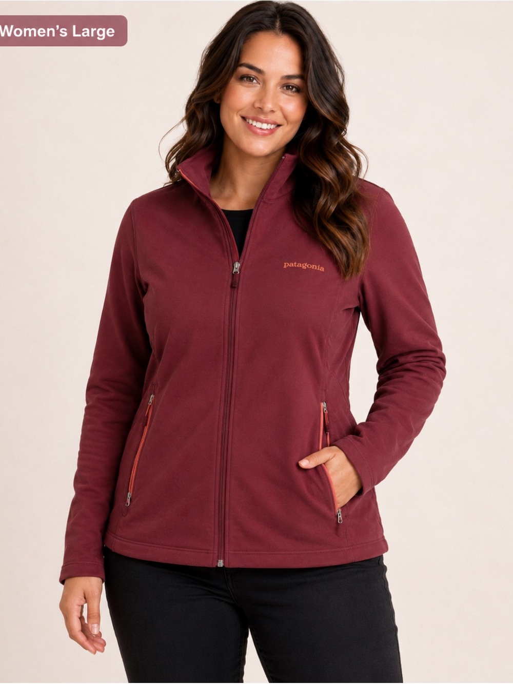 Patagonia Women's large Full-Zip Fleece Jacket - Burgundy maroon waterproof